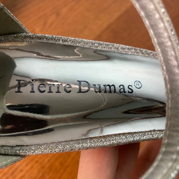 7.5 M Pierre Dumas Silver gem crystal sparkly formal Heel Stiletto ankle strap - Picture 8 of 16